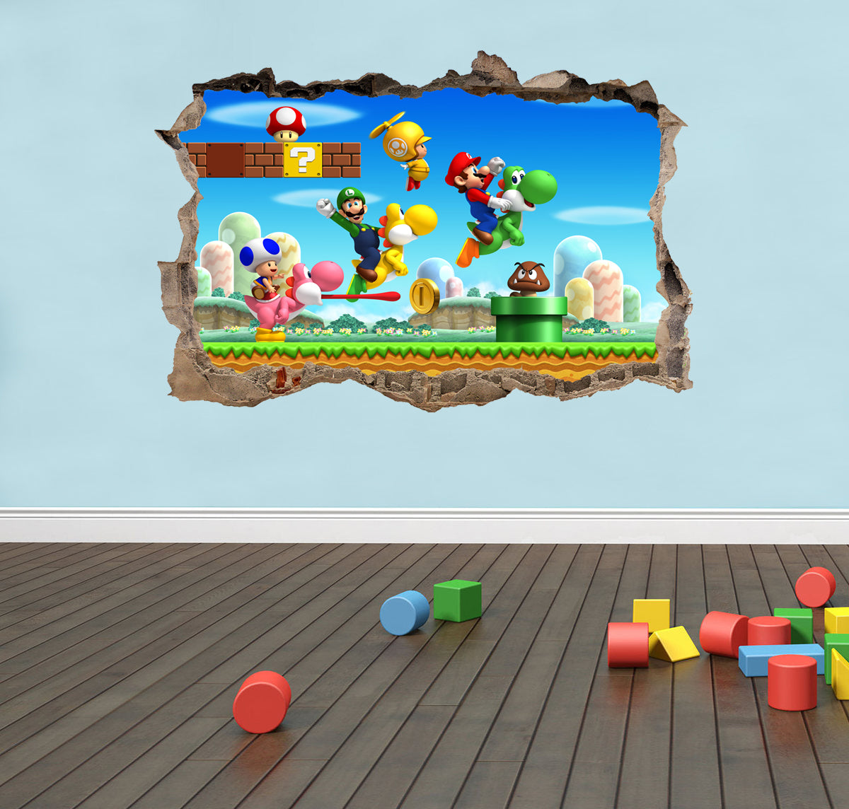 Super Mario Bros 3D Smashed Broken Wall Sticker Decal J285