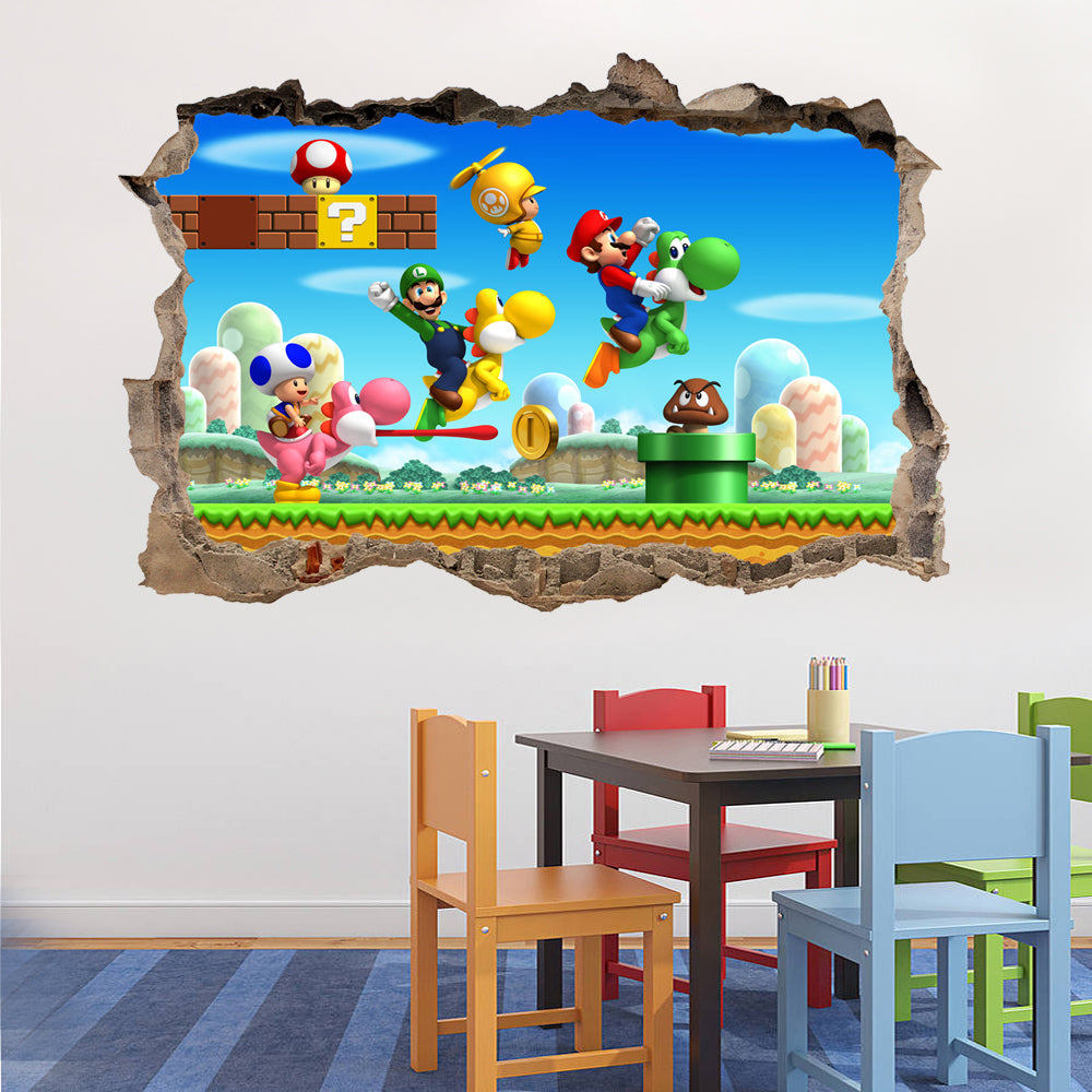 Super Mario Bros 3D Smashed Broken Wall Sticker Decal J285
