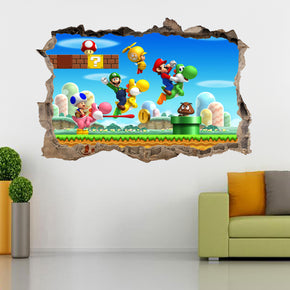 Super Mario Bros 3D Smashed Broken Wall Sticker Decal J285