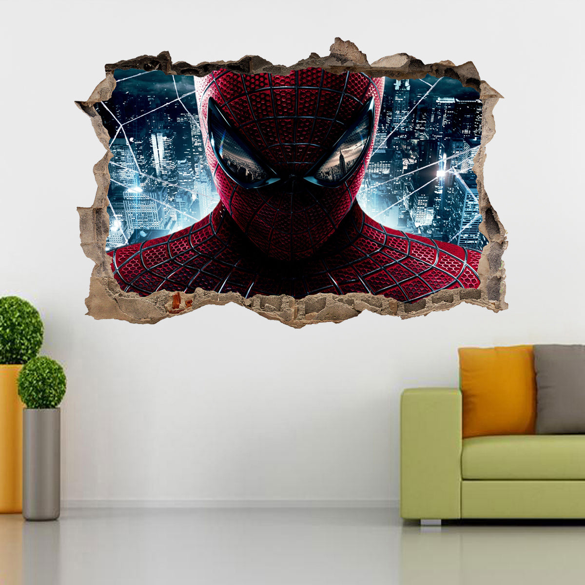The Amazing Spider-Man Superhero 3D Smashed Wall Decal Wall Sticker J292