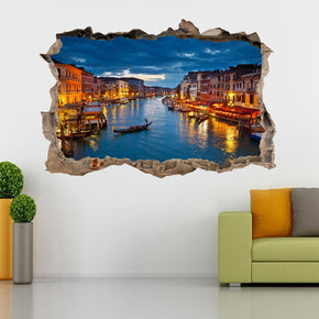 Canal de Venise Sunset Landscape 3D Broken Flower Wall stick j333