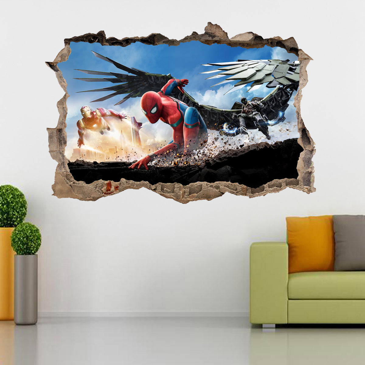 Spider-Man Superhero 3D Smashed Wall Decal Wall Sticker J337