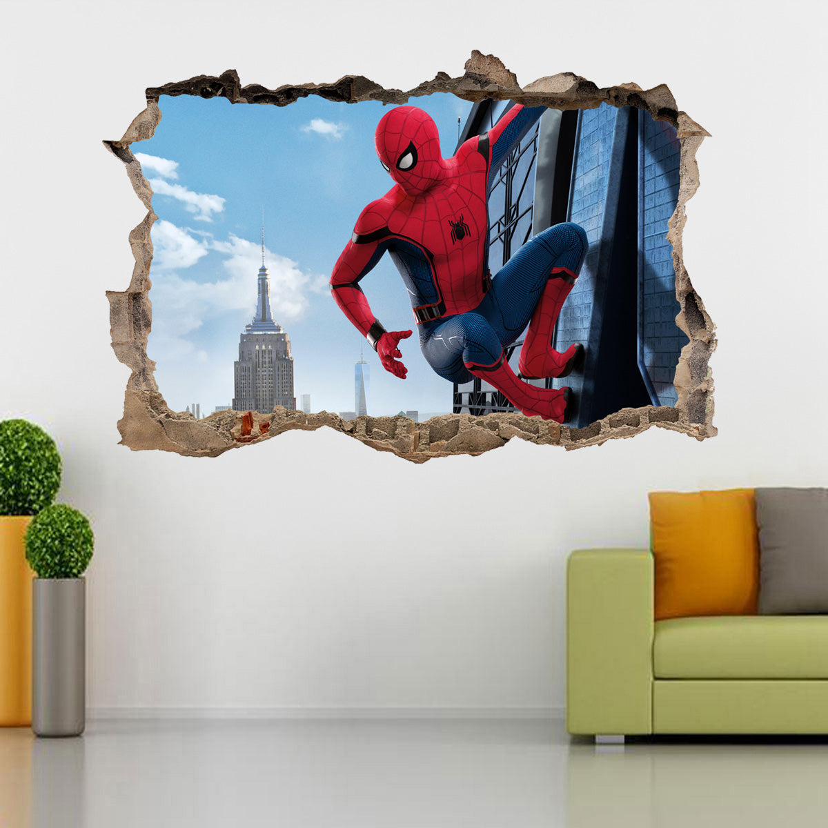Spider-Man Superhero 3D Smashed Wall Decal Wall Sticker J338