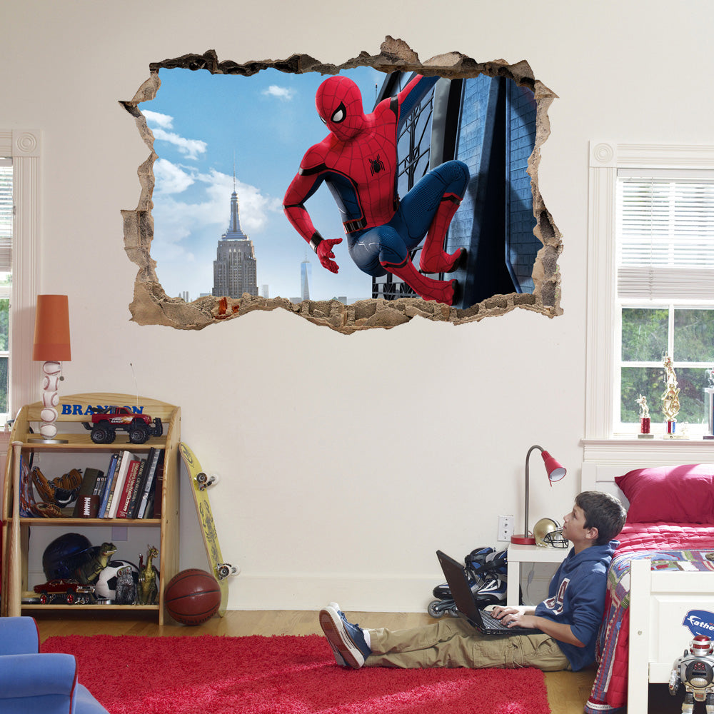 Spider-Man Superhero 3D Smashed Wall Decal Wall Sticker J338