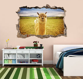 Alpacas 3D Smashed Broken Decal Wall Sticker J408
