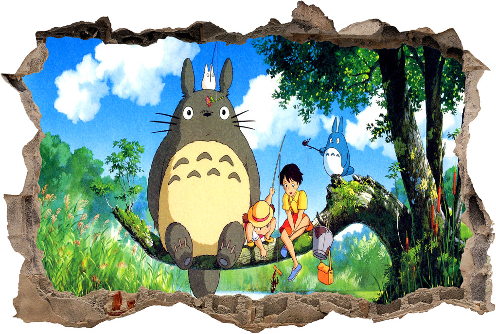 My Neighbor Totoro 3D Smashed Wall Illusion Decal Wall Sticker J446