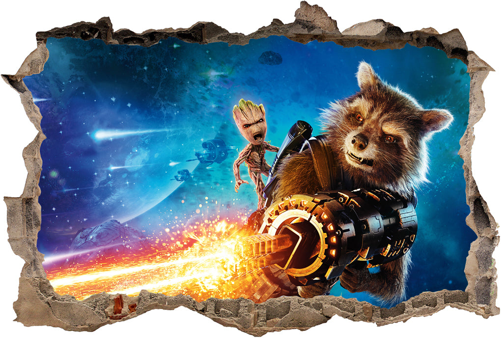 Guardians Of The Galaxy Superheroes 3D Smashed Wall Decal Wall Sticker J470