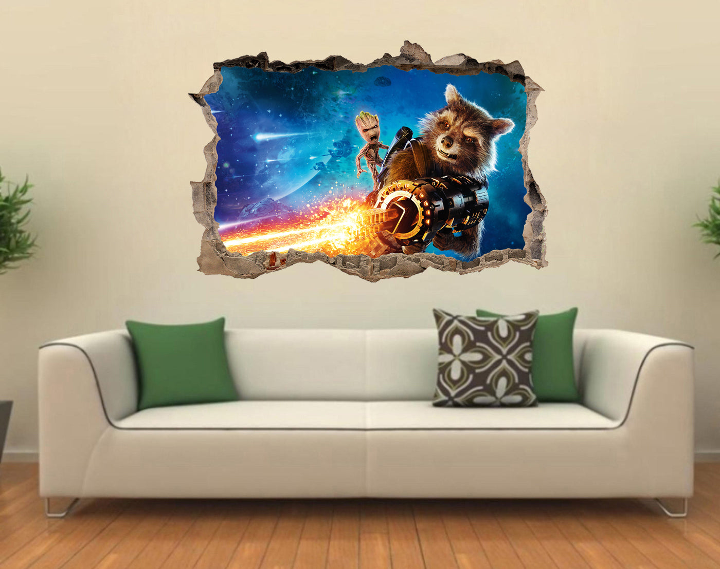 Guardians Of The Galaxy Superheroes 3D Smashed Wall Decal Wall Sticker J470