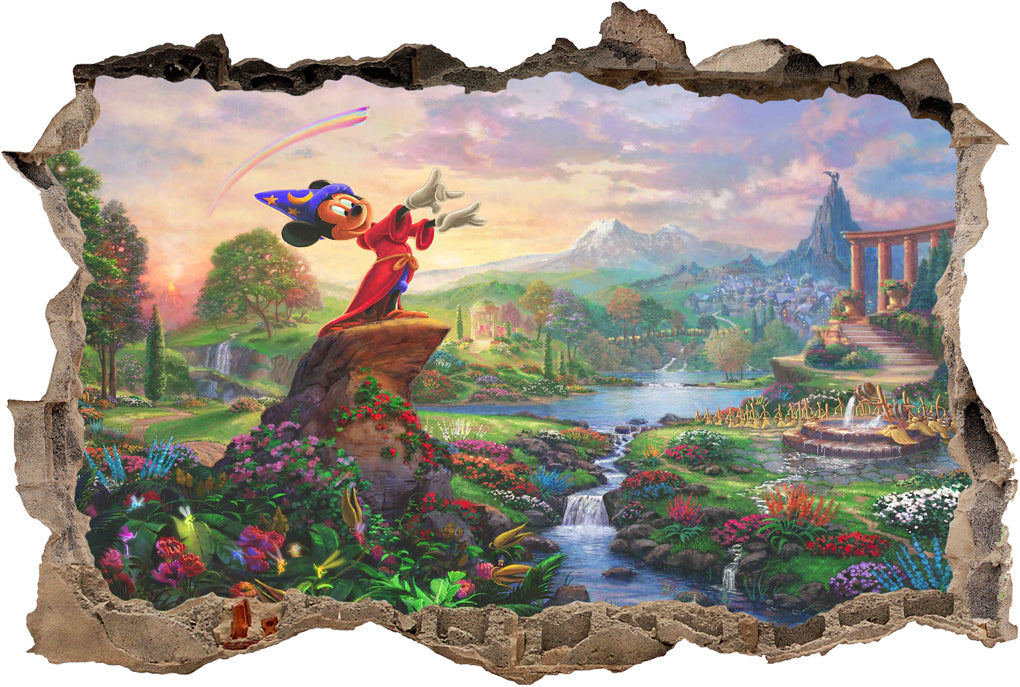 Mickey Mouse Fantasia Disney 3D Smashed Broken Decal Wall Sticker J472