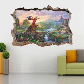Mickey Mouse Fantasia Disney 3D Smashed Broken Decal Wall Sticker J472
