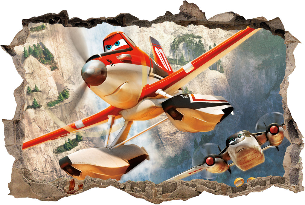 Disney Planes Movie Dusty 3D Smashed Broken Decal Wall Sticker J473