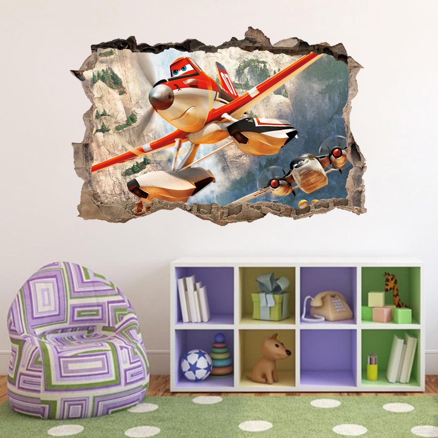 Disney Planes Movie Dusty 3D Smashed Broken Decal Wall Sticker J473