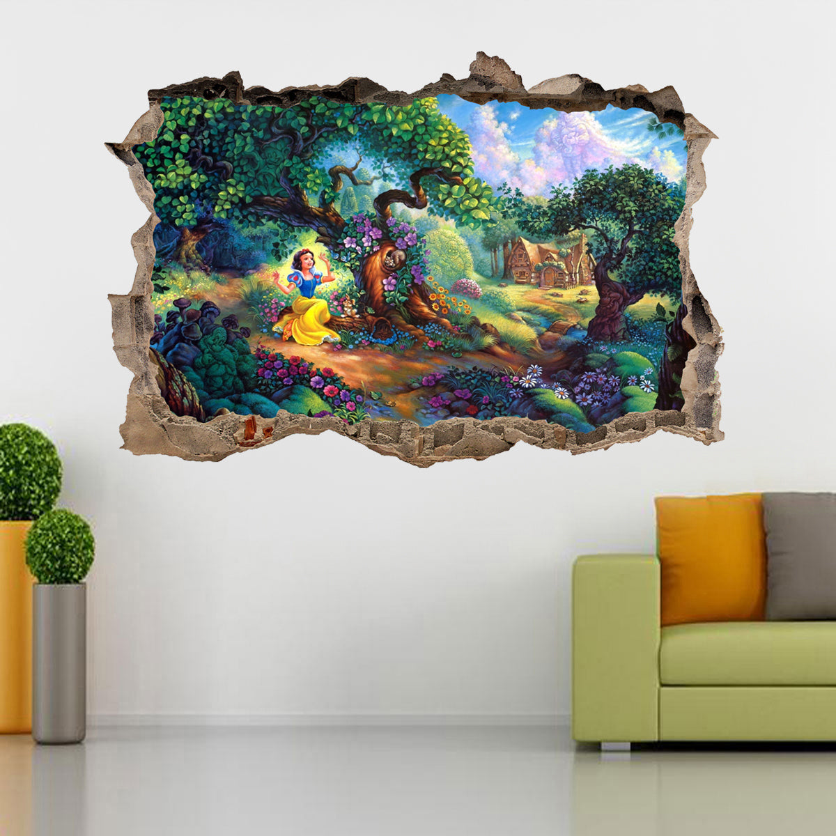 Snow White Enchanted 3D Smashed Broken Decal Wall Sticker J475