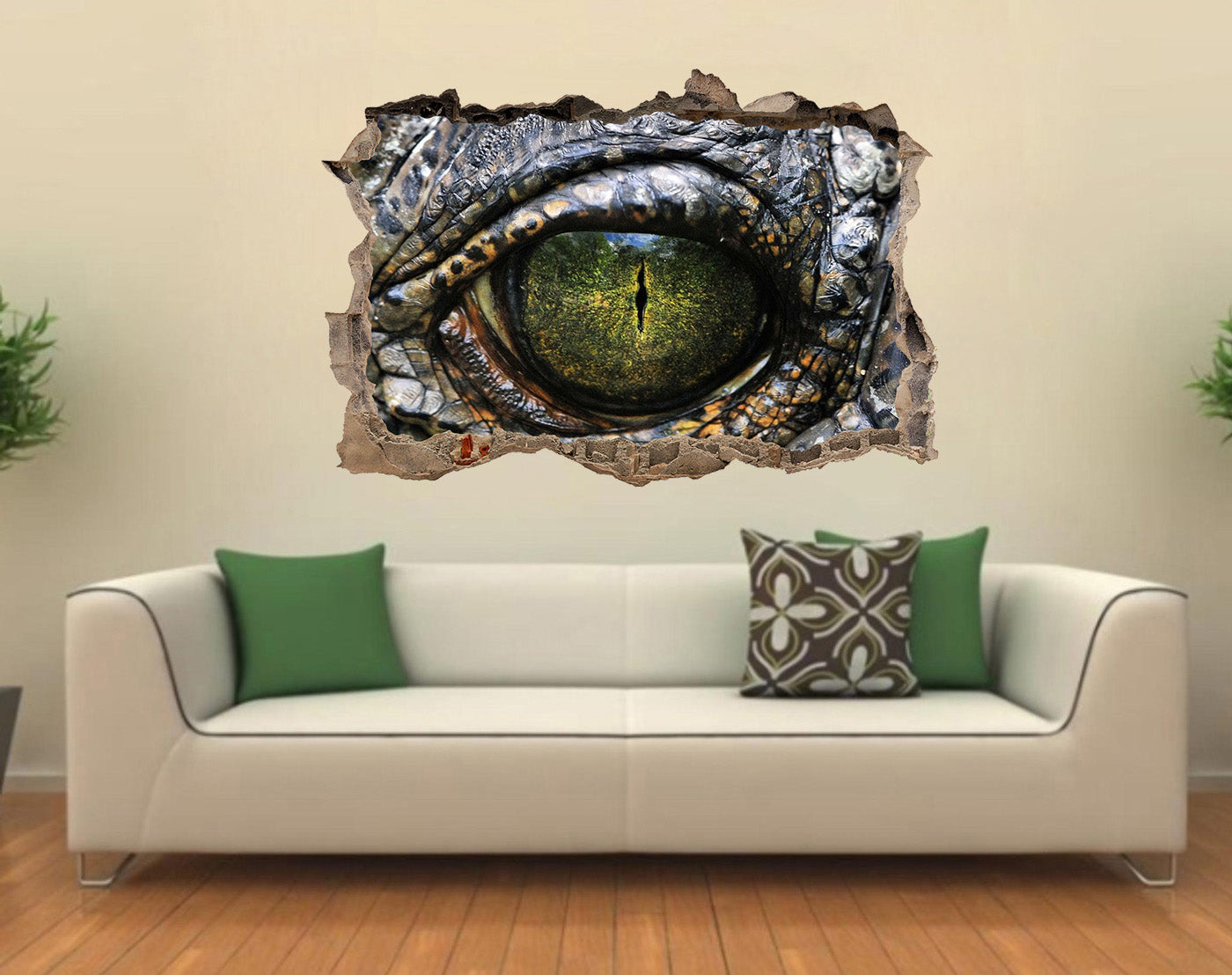 Crocodile Alligator Eye Reptile 3D Smashed Broken Decal Wall Sticker J47