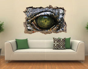 Crocodile Alligator Eye Reptile 3D Smashed Broken Decal Wall Sticker J47