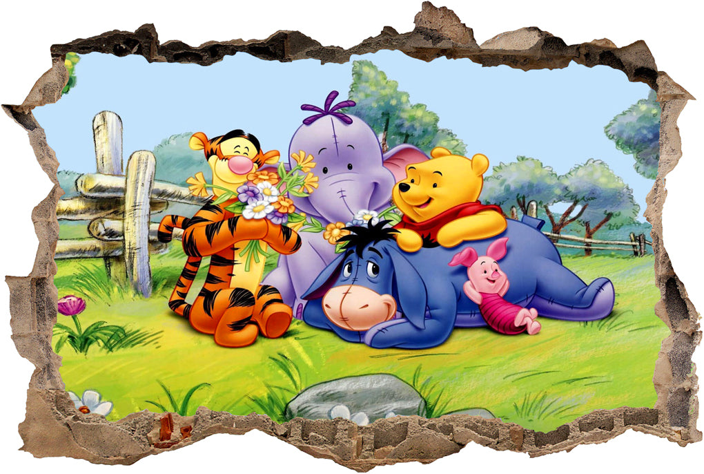 Winnie The Pooh 3D Smashed Broken Decal Wall Sticker J480