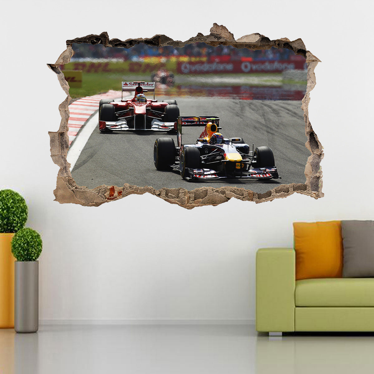 Formule 1 F1 Race Cars 3D Smashed Broken Decal Wall Sticker J53