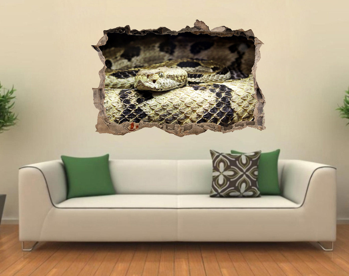 Rattlesnake Snake 3D Smashed Broken Decal Wall Sticker J54