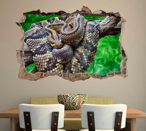 Rattlesnake Snake 3D Smashed Broken Decal Wall Sticker J55