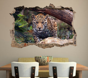 Jaguar Tiger Leopard 3D Smashed Broken Decal Wall Sticker J56