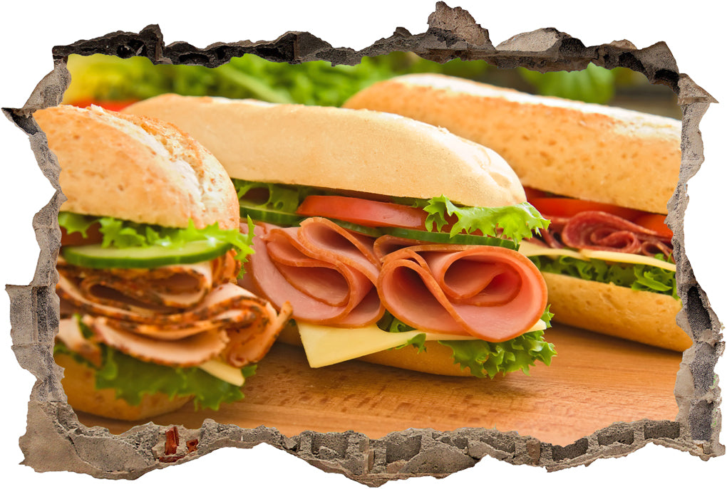 Sub Sandwich 3D Smashed Broken Decal Wall Sticker
