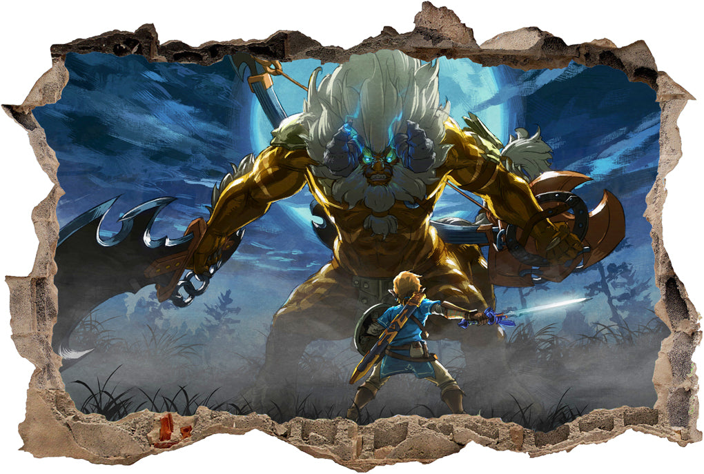 Link Legend Of Zelda 3D Smashed Broken Wall Sticker Decal J589