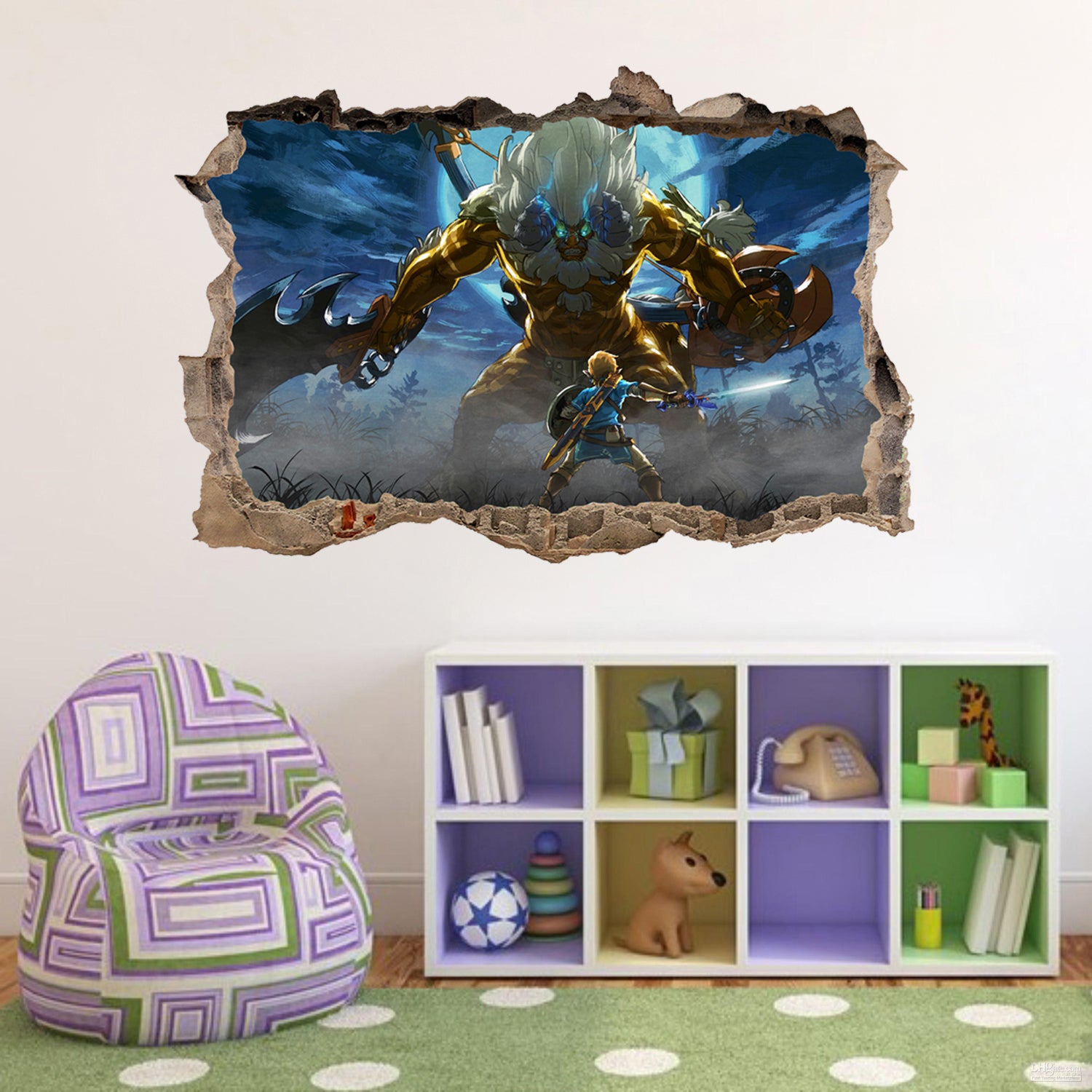 Link Legend Of Zelda 3D Smashed Broken Wall Sticker Decal J589