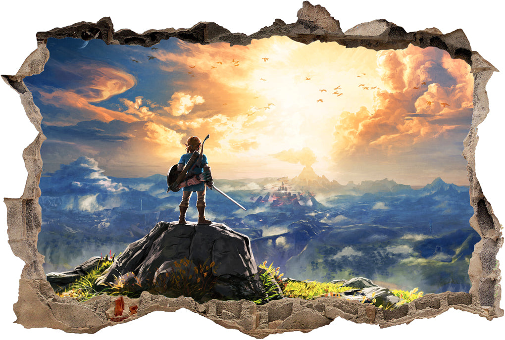 Link Legend Of Zelda 3D Smashed Broken Wall Sticker Decal J590