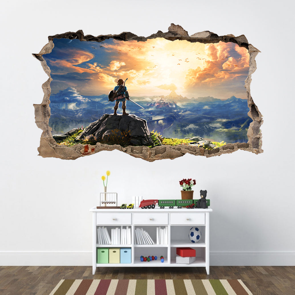 Link Legend Of Zelda 3D Smashed Broken Wall Sticker Decal J590