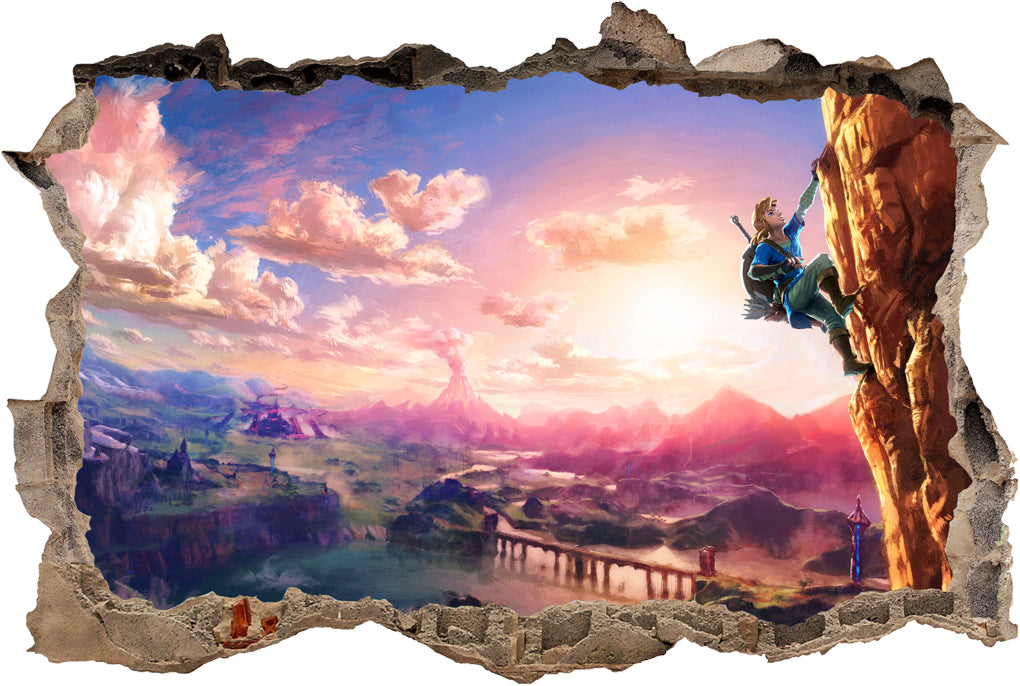Link Legend Of Zelda 3D Smashed Broken Wall Sticker Decal J591