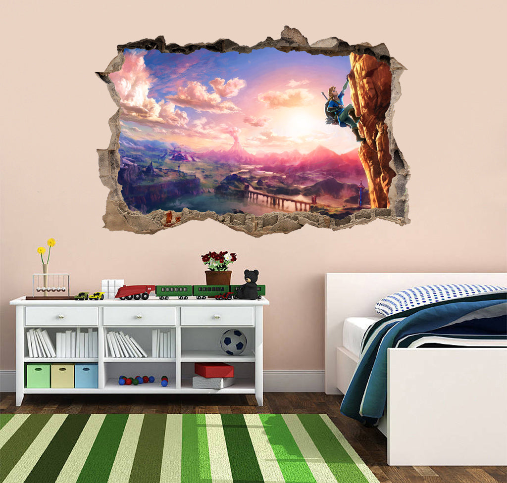 Link Legend Of Zelda 3D Smashed Broken Wall Sticker Decal J591