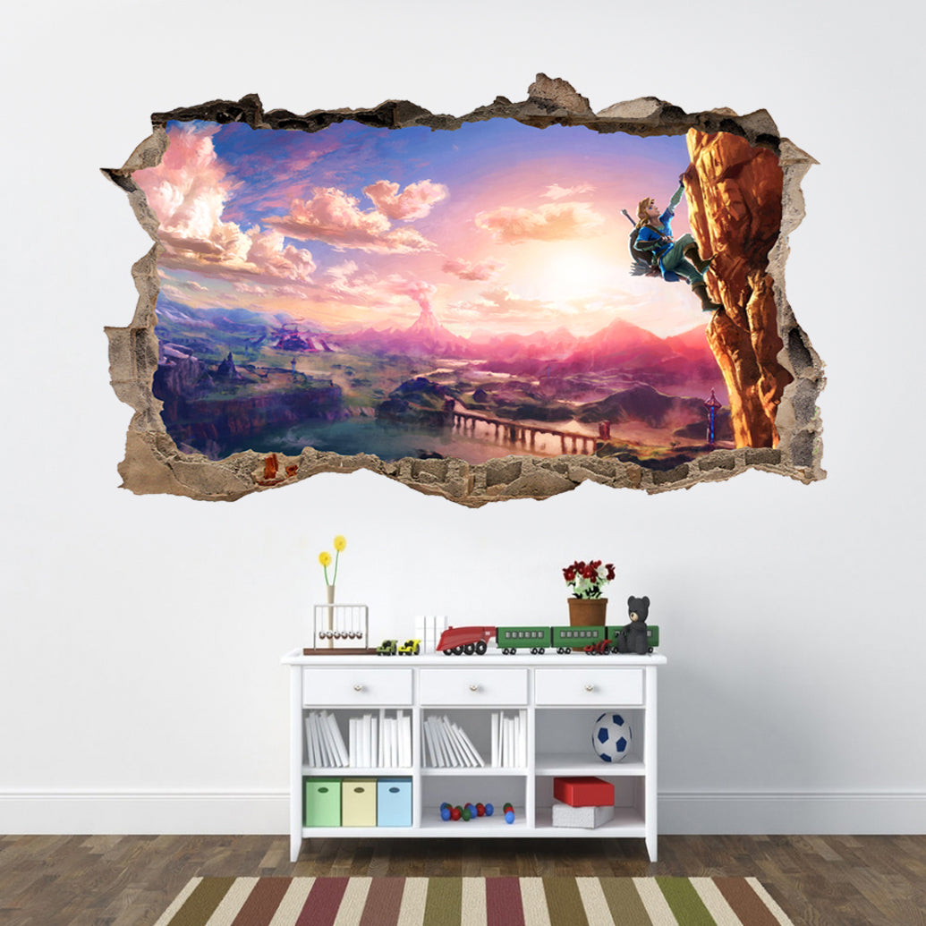 Link Legend Of Zelda 3D Smashed Broken Wall Sticker Decal J591