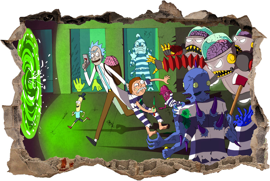 Rick And Morty 3D Smashed Broken Decal Wall Sticker J595