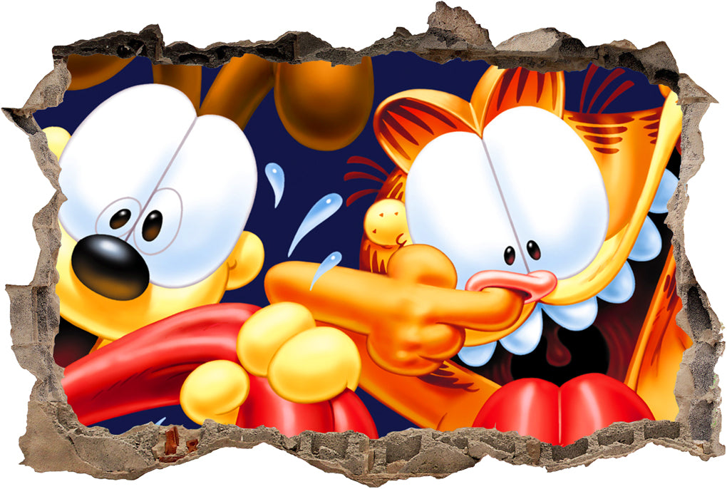 Garfield & Odie 3D Smashed Broken Decal Wall Sticker J600