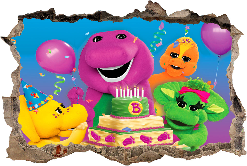 Barney And Friends 3D Smashed Broken Decal Wall Sticker J601
