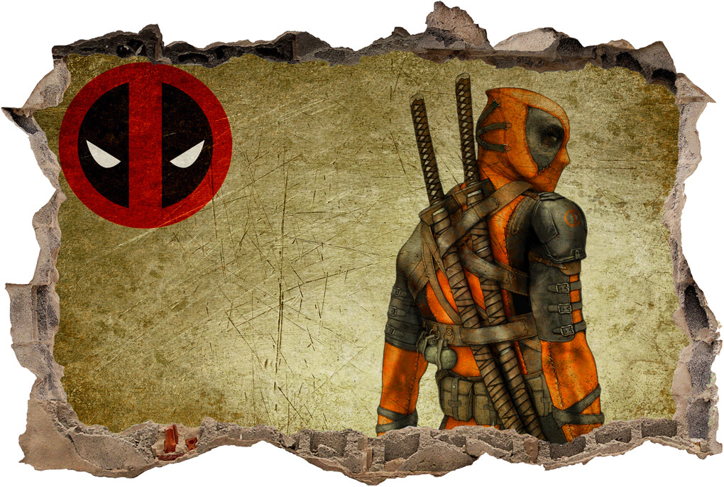 Deadpool Superhero 3D Smashed Wall Decal Wall Sticker J664