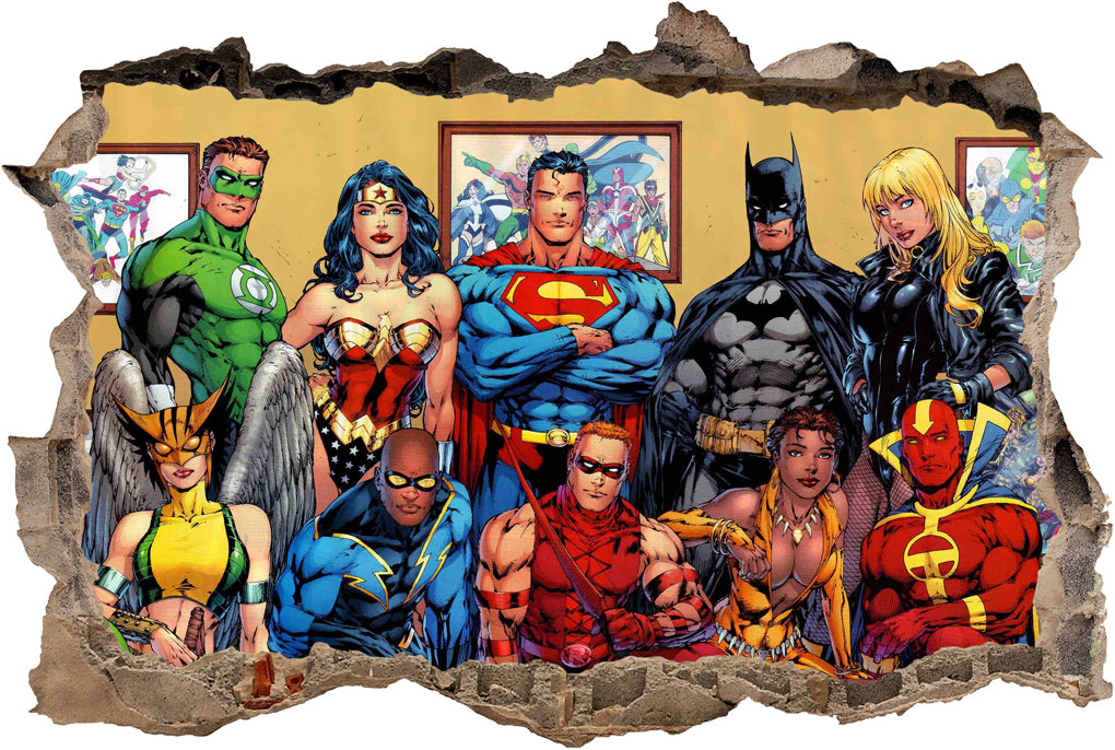 DC Comics Superheroes 3D Smashed Wall Decal Wall Sticker J665