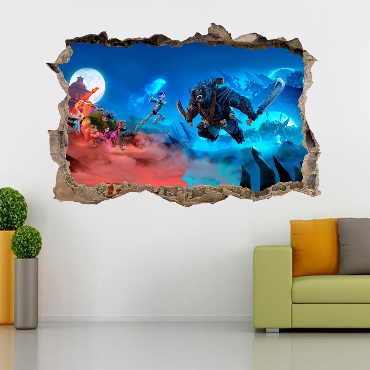 Troll Hunters 3D Smashed Broken Decal Wall Sticker J670