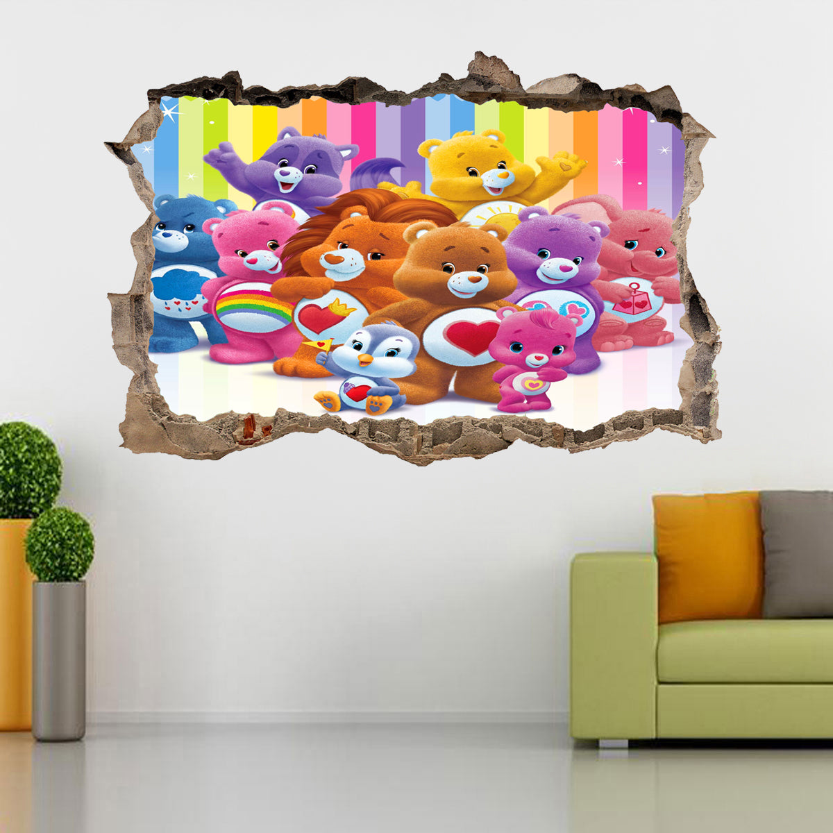 Care Bears 3D Smashed Broken Decal Wall Sticker J678