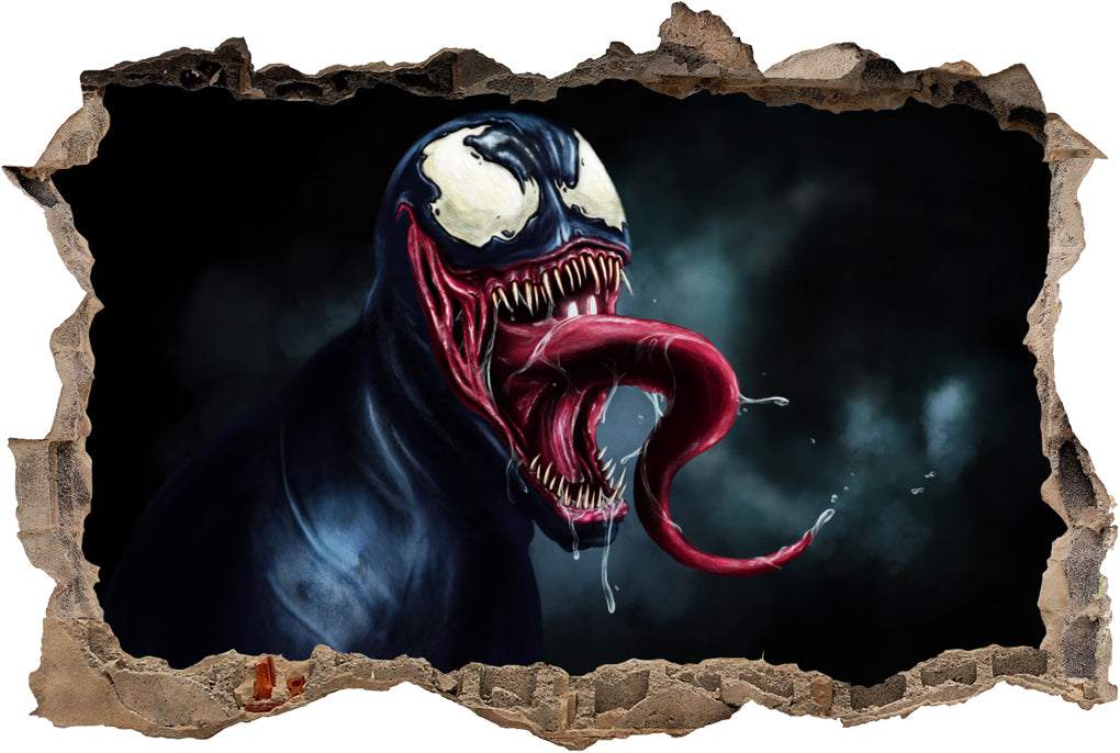 Venom Spiderman Superhero 3D Smashed Wall Decal Wall Sticker J683