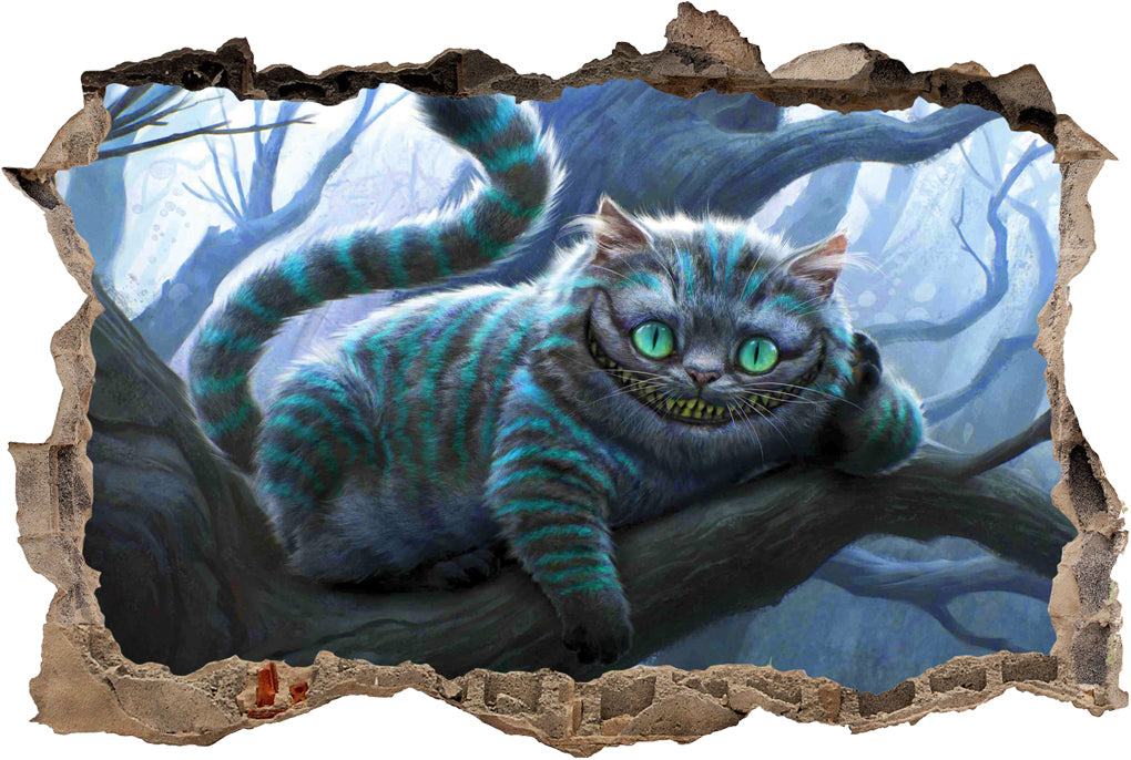 Cheshire Cat Alice In Wonderland 3D Smashed Broken Decal Wall Sticker J690