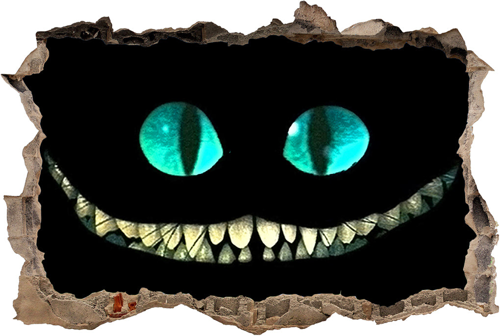 Cheshire Cat Alice In Wonderland 3D Smashed Broken Decal Wall Sticker J691
