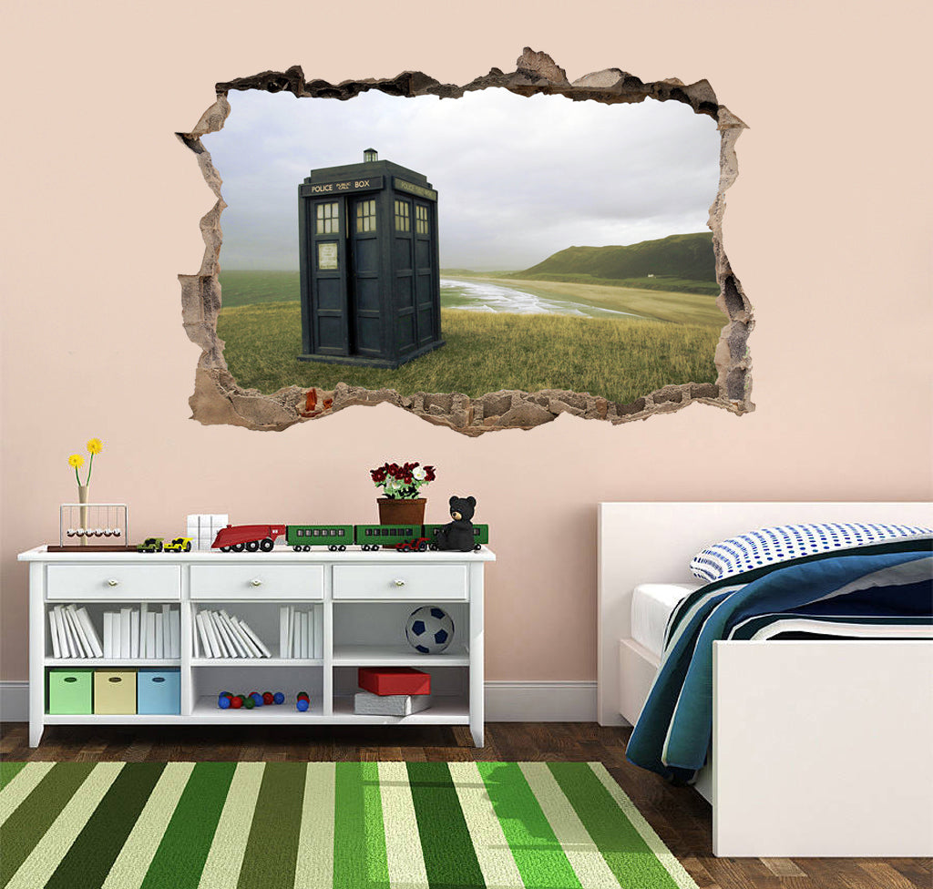 Dr. Who Tardis 3D Smashed Broken Decal Wall Sticker J734