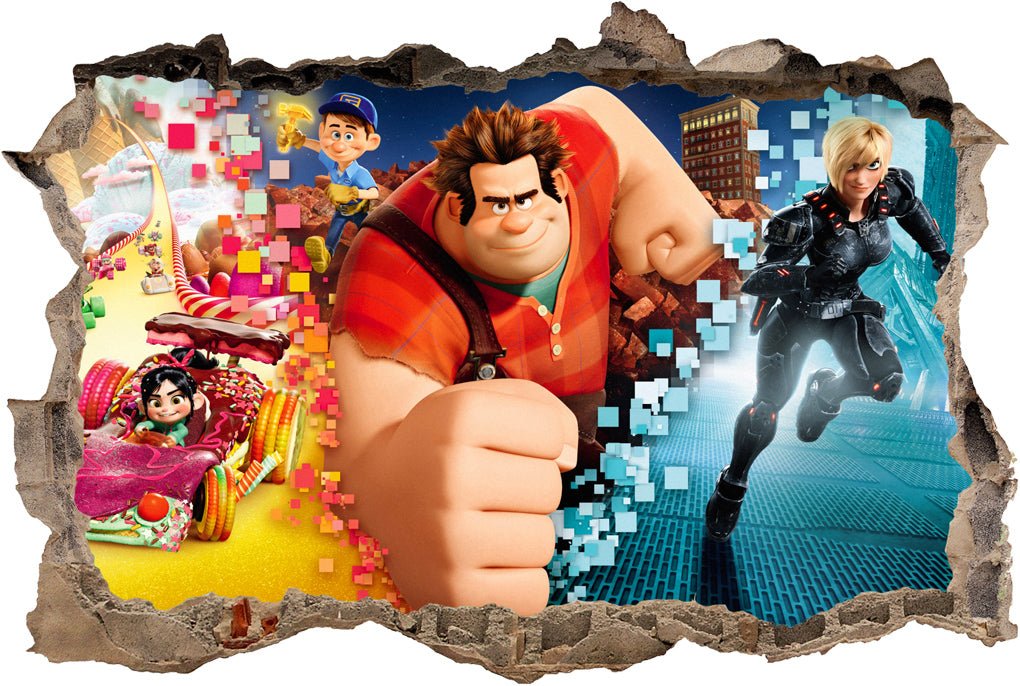 Wrick-It Ralph 3D Smashed Broken Decal Wall Sticker J742