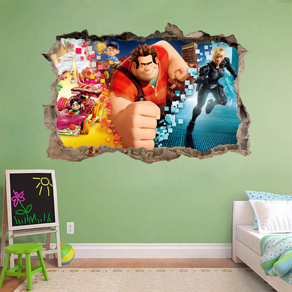 Wrick-It Ralph 3D Smashed Broken Decal Wall Sticker J742
