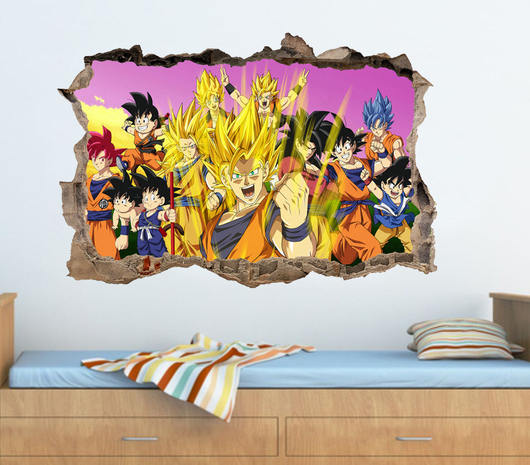 Dragon Ball Z 3D Smashed Broken Decal Wall Sticker J749
