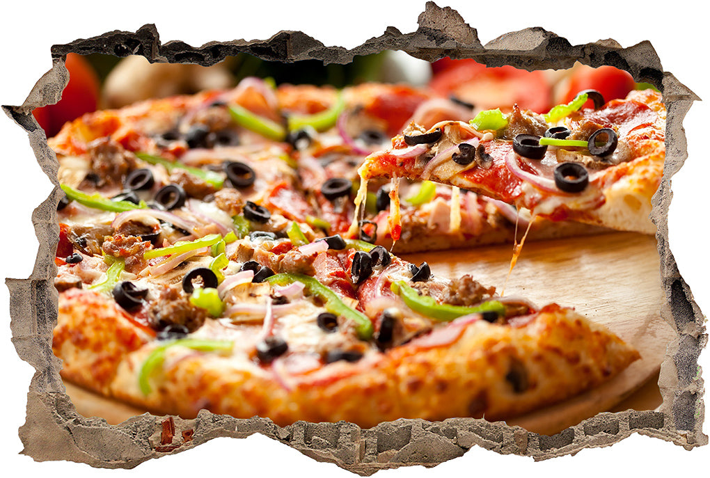 Pizza 3D Smashed Broken Decal Wall Sticker J74