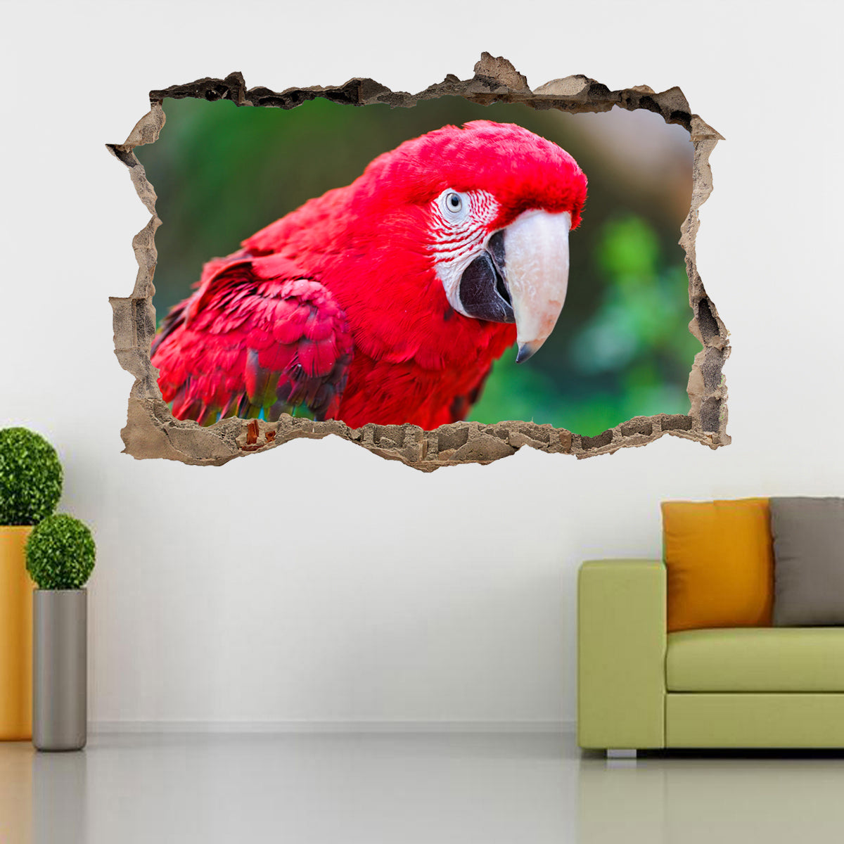 Parrot 3D Smashed Broken Decal Wall Sticker J757