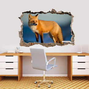 Fox 3D Smashed Broken Decal Wall Sticker J762
