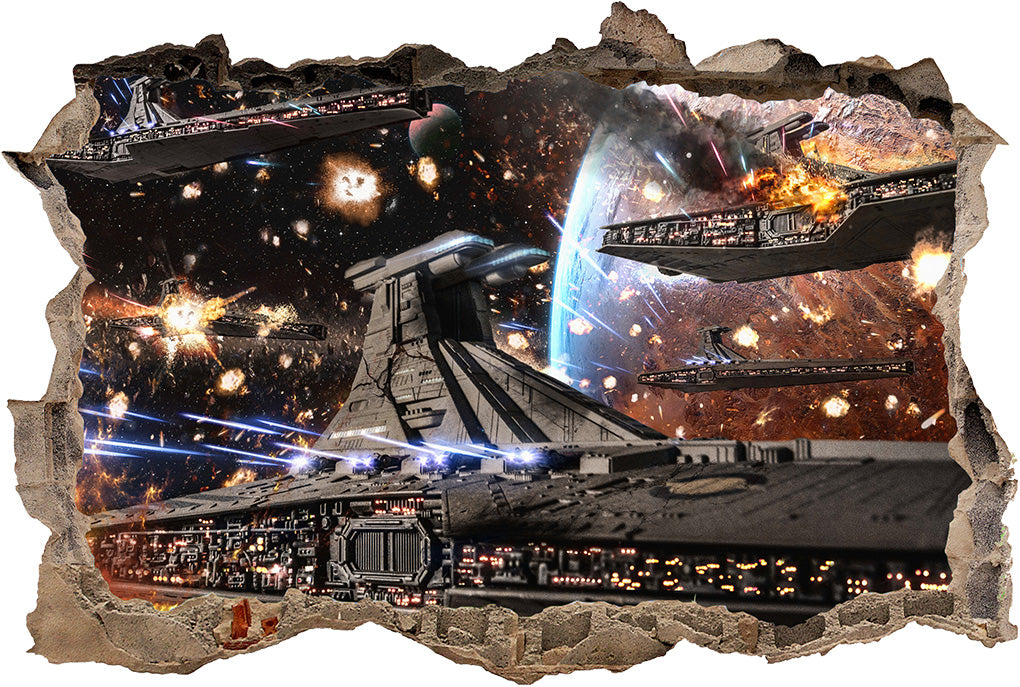 Star Wars Battle Ships 3D Smashed Broken Decal Wall Sticker J767